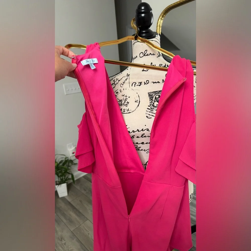 She + sky Elegant pink off the shoulder romper - Picture 7 of 10